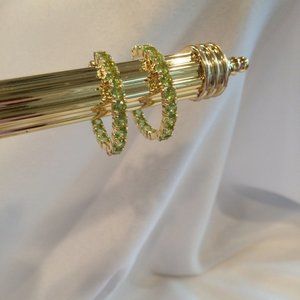 New Peridot 18k YG Inside Out Hoops